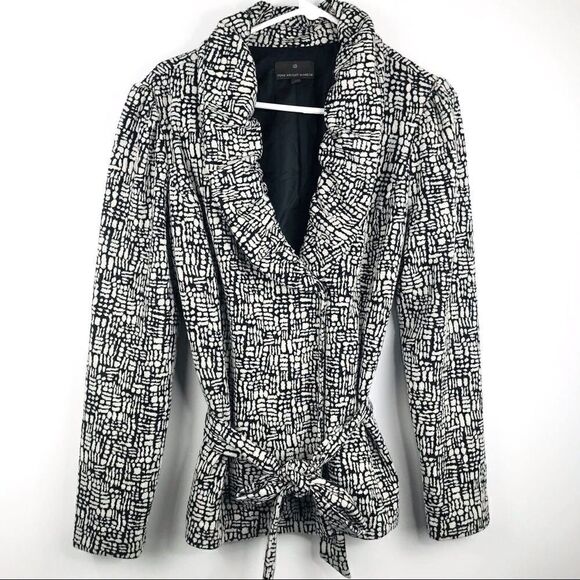 Fenn Wright Manson Geometric Black and Cream Ruched Color Belted Blazer - Picture 4 of 13